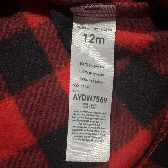 NWT Carter's Just One You Toddler Sz 12M Black Red Buffalo Fleece NightGown PJs - Picture 5 of 5